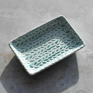 Bolsa de té ordenada pequeña 12 cm azul claro floral bolsa de té cuchara soporte de descanso plato - Imagen 1 de 4
