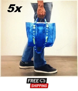 5 x IKEA BRATTBY Small Bag Grocery Laundry Shopping Storage Tote Free Shipping - Picture 1 of 8