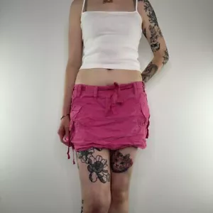 Y2K bow low rise cargo mini skirt - Picture 1 of 5