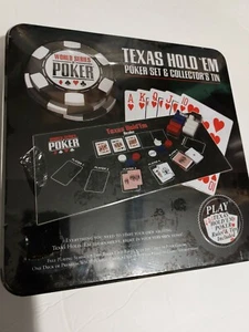 WORLD SERIES OF POKER TEXAS HOLD'EM POKER SET & COLLECTOR'S TIN - NEW - Picture 1 of 2