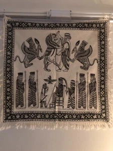 tapestry wall hanging Cyrus the Great ahura mazda farvahar handmade 100% cotton - Imagen 1 de 11