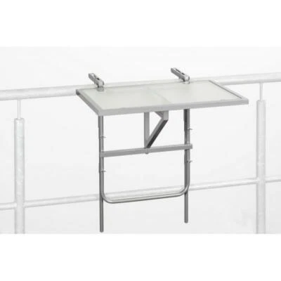 Merxx Gartentisch Balkonhängetisch eckig, 60 x 40 cm silber Sicherheitsglas - Bild 1 von 2