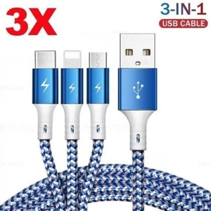 3 Stk 3in1 Multi Ladekabel Handy kabel iPhone Micro USB Typ-C Samsung Kabel - Zdjęcie 1 z 11