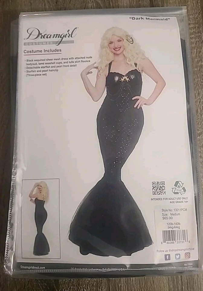 Disfraz de Halloween Sirena Oscura Dreamgirl Adulto Talla Mediana Negro Envío Gratis  Foto 1 de 4