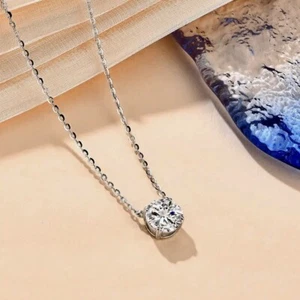 2ct Lab-Created Necklace in Gold VVS1/D/3EX Diamond Test Pass Round Cut - Picture 1 of 5