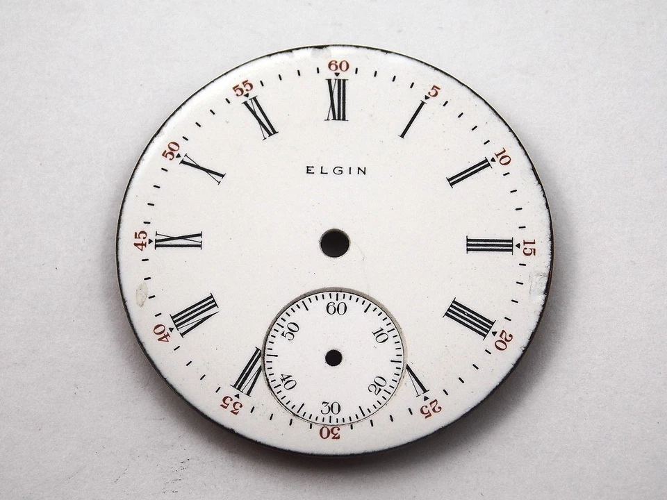 Esfera de reloj Elgin 33,78 mm para relojes de bolsillo blanca vintage subesfera NOS Foto 1 de 1