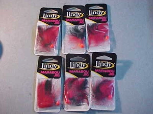 6 NUEVAS plantillas para el cabello Lindy Marabou 1/16 oz naranja ROJO NEGRO pesca en hielo crappie - Imagen 1 de 3