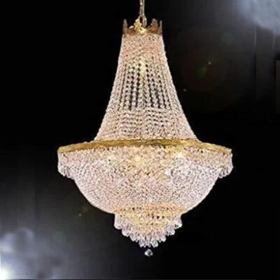 Vintage French Empire Chandelier Luxury Large Foyer Crystal Ceiling Light Height - Image 1 of 4