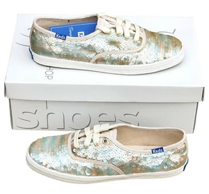 Impresionante zapato de entrenamiento de lentejuelas KEDS para damas verde azul pálido Reino Unido 3 precio de venta sugerido por el fabricante 60 GBP - Imagen 1 de 6