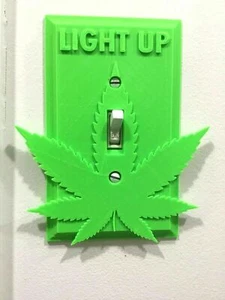Marijuana Weed Pot Light-Up Light Switch Outlet Cover Plate Face - 420 Cannabis - Picture 1 of 8