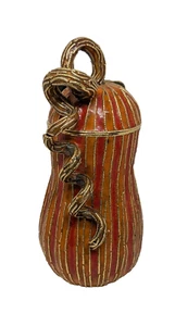 Emaillierter Cloisonné Kürbis Goldrand Herbstdekor 5,5" hoch Deckel Schmuckschatulle - Bild 1 von 6