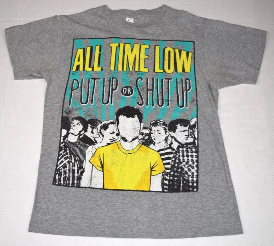 Vintage Band T-Shirt All Time Low XS/S 00s Put Up or Shut Up Singed Back c.2006 - Image 1 of 4