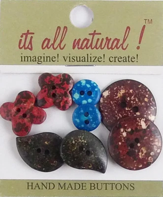 Handmade Natural Bone Buttons - Multicolor - Assorted Sizes -  Value Pack  8pcs - Image 1 of 4