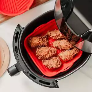 2pcs 20cm Square Air Fryer Silicone Liners Reusable Foldable Air Fryer Basket - Picture 1 of 8