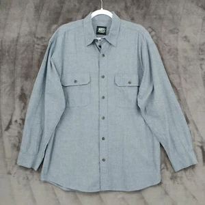Key Chambray Shirt Mens Large Regular Cotton Long Sleeve Button Up Pockets - Picture 1 of 12