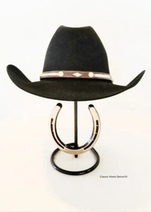 Cowboy Hat Stand with Genuine Horseshoe Black - Picture 1 of 1
