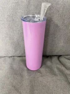 Purple Pink Iridescent 20 Oz. Skinny Stainless Steel Tumbler, Slider Lid & Straw - Picture 1 of 4