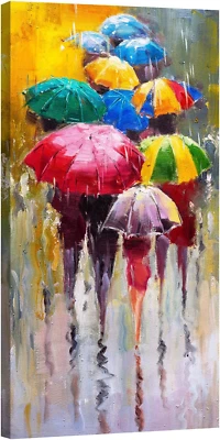 Quadro Astratto Ombrelli Colorati 60X30 Cm Stampa Su Tela Canvas Quadri Moderni  - Immagine 1 di 4