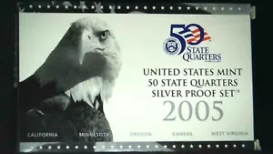 2005-S US Mint State Quarter Silver Proof Set 5 Coins 21ohoc0928-1 - Picture 1 of 6