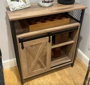 Rustic Side Cabinet Small Oak Sideboard Storage Shelf Unit Industrial Cupboard - Picture 1 of 7