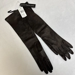 Neu mit Etikett Saks Fifth Avenue Lammfell Leder Ellenbogen Handschuhe 100 % Seidenfutter, Größe 8 - Bild 1 von 13