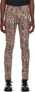 NWT Men's 38 x 32 Ksubi Chitch Zoo Slim Fit Stretch Jeans Leopard & Tiger Print - Picture 1 of 6