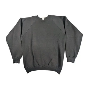 Fruit Of The Loom Large Vintage 80s Blank Crew Neck Made In USA Sweatshirt Black - Picture 1 of 6