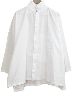 PLANET By Lauren G White Cotton FINE RIB SIGNATURE SHIRT Button-Up Top O/S - Picture 1 of 3