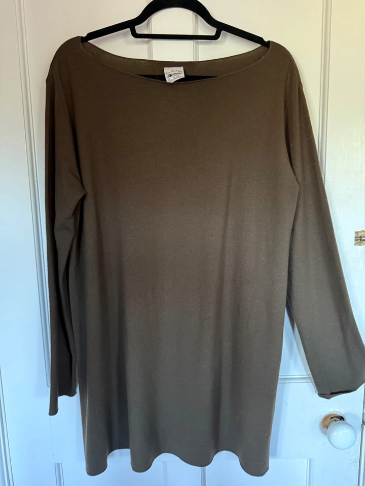 La Bottega di Brunella Long Oversize Jumper / Wool Tunic Brown OS (44 inch Bust) - Image 1 of 4