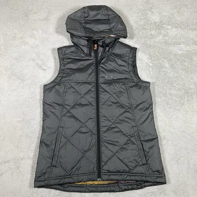 Oakley Puffer Vest Jacket MensSmall Grey Duck Down Feather Fill Full Zip Hooded - Image 1 of 4