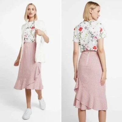 Ted Baker Coryn Falda Volantes Rayas Talla 8 Nueva con Etiquetas Foto 1 de 4