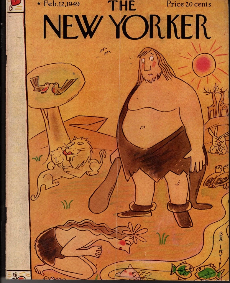 1949 New Yorker February 12 Cave man and his Valentine  Original cover only Foto 1 de 1