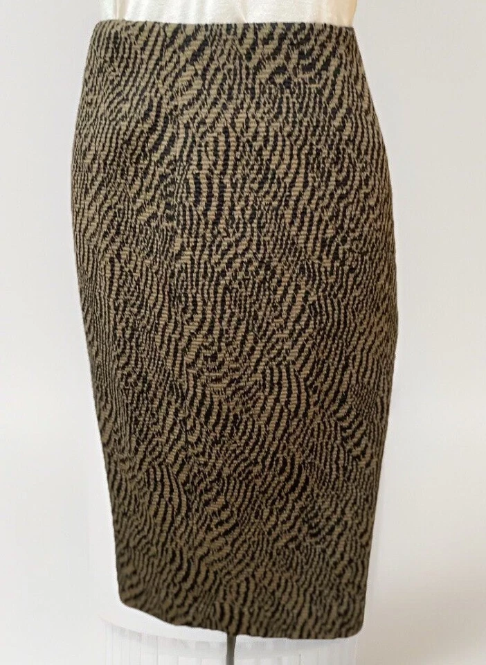 Falda Kay Unger Talla 6 Estampado Animal 29X23 Mezcla Lana Recta Lápiz Estilo Cebra Foto 1 de 4