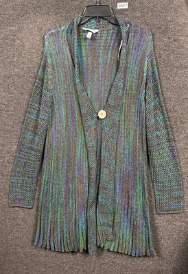 Cárdigan Suéter Krazy Kat Para Mujer 2XL Multicolor Frente Abierto Plisado Dobladillo Tejido Foto 1 de 4