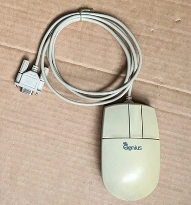 Vintage Retro 9 Pin DB9 3 Button Serial Mouse (Genius) - Untested - Image 1 of 4
