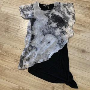 Pretty Angel Dress Multi layer Dress Women Size S Gray Black Silk Asymmetry - Picture 1 of 12
