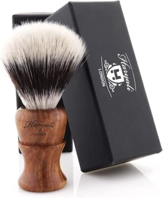 HARYALI LONDON Luxus Herren Synthetik Silber Spitze Vegane Borsten Haar Rasierpinsel mit Geschenkbox