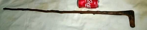 ANTIQUE 35 " HAND CARVED HARD WOOD MAN CAVE WALKING STICK STAFF CANE TOOL ART A+ - Picture 1 of 11