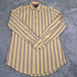Ralph Lauren Custom Fit Yellow Stripe Long Sleeve Mens Shirt Curham Sz 15 32/33 - Picture 1 of 8