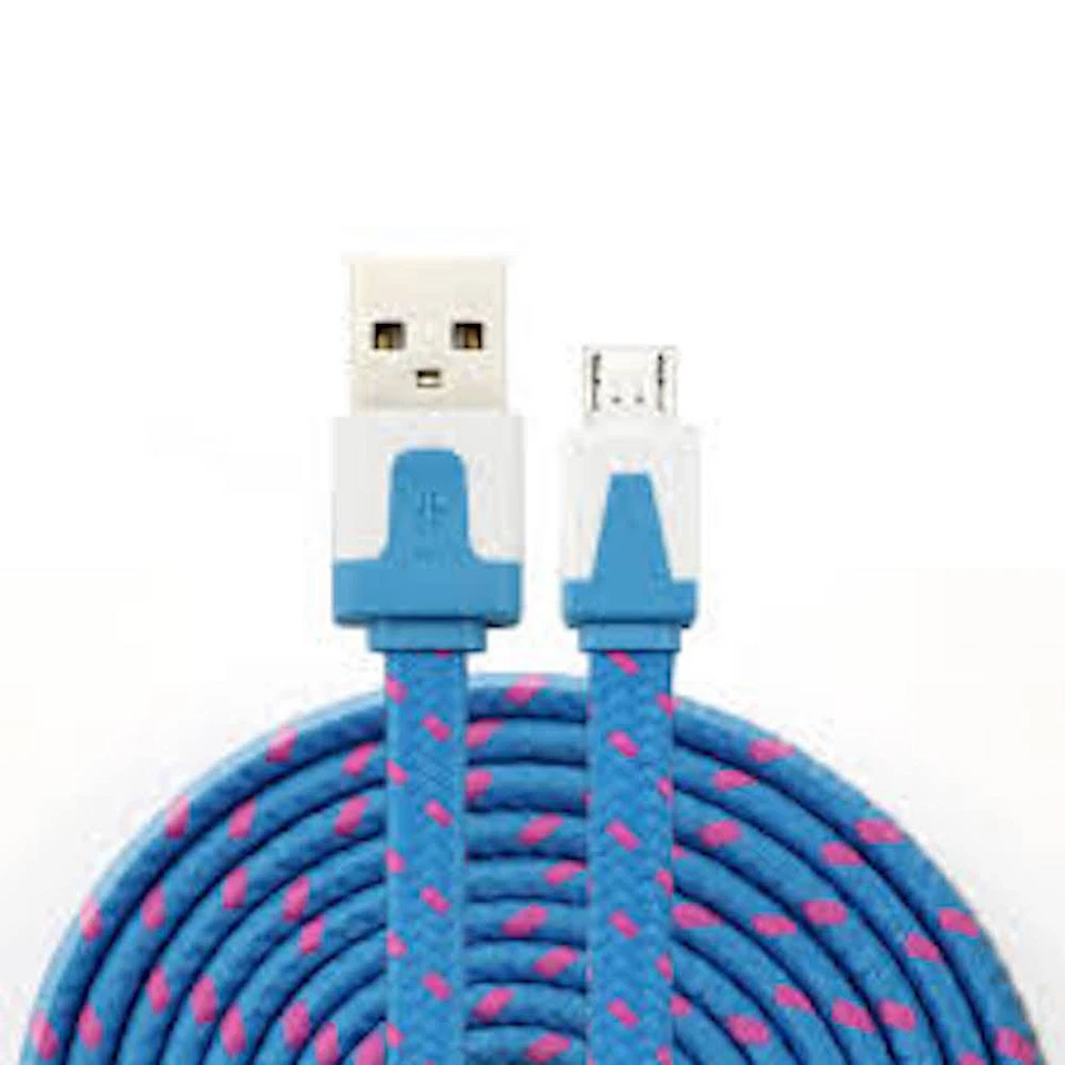 NTJ 3FT LONG Flat Braided Charger Cable for MICRO USB samsung galaxy s6+ edge s7 - Image 1 of 4