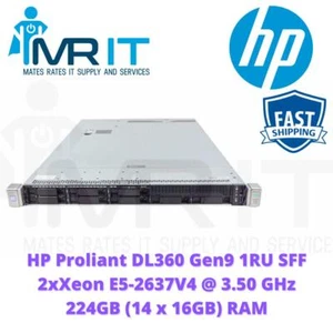 HP Proliant DL360 Gen9 1RU SFF 2xXeon E5-2637V4 @ 3.50 GHz 224GB (14 x 16GB) RAM - Picture 1 of 1
