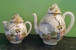 Vintage Antik Japanisch Japan Teekanne Set Milchkännchen Handbemalt Geisha Mädchen - Bild 1 von 7