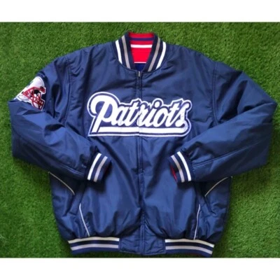 G-lll NFL New England Patriots Reversible Embroidered Patch Bomber Jacket Men’s  - Image 1 of 4