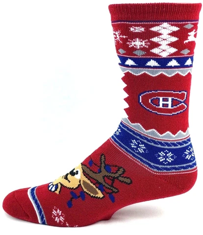 Montreal Canadiens Red Ugly Christmas Holiday Reindeer Crew Socks Cover