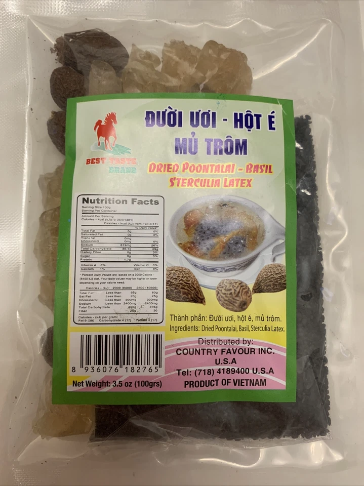 Duoi Uoi Hot E Mu Trom Albahaca Seca Poitalai Mezcla de Postre Natural 100g Foto 1 de 1