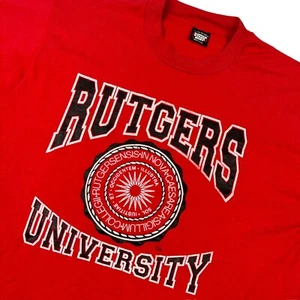 VTG  Rutgers University Single Stitch Men's T-Shirt Red • USA • XL - Picture 1 of 6