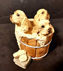 Stone Critters Cocker Spaniel Puppies in Wash Tub 1992 UDC Figure Signed