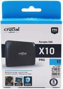 Crucial X10 Pro Portable SSD 1TB USB-C 3.2 Solid State Drive - Bild 1 von 4