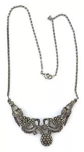 Very Nice Early 1900s Sterling Silver Marcasite Articulated Choker / Necklace - Picture 1 of 7