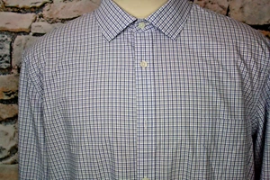 NORDSTROM Smart Care New Mens Shirt Blue White Plaid Wrinkle Free All Cotton 2XL - Picture 1 of 10